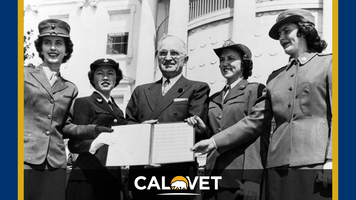 President Harry S. Truman and women servicemembers.